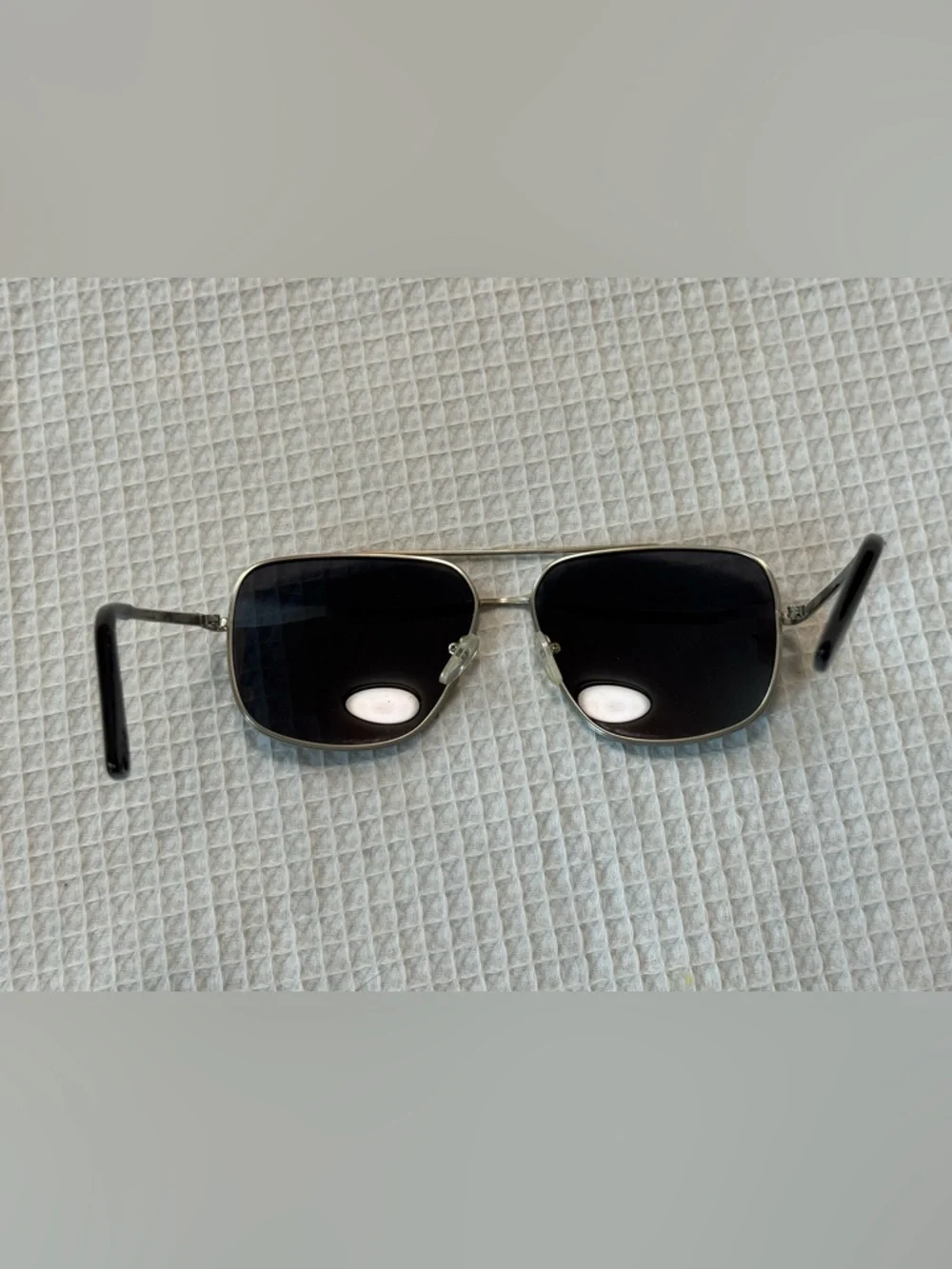 Vintage Silver metal Frame Sunglasses with Dark Blue Lenses - Picture 7 of 12